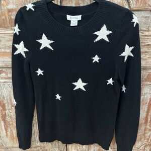 Barney's New York 2 ply 100% cashmere Black Star Pattern Sweater